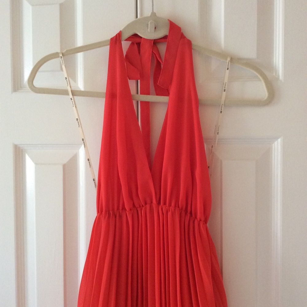 Coral Halter Open Back Maxi Dress - Picture 3 of 7